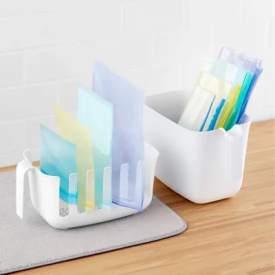 YouCopia Dry+Store Bag Drying Rack and Bin Set: Plastic Baggie Dryer, Multi-Compartment, Stackable, Freestanding image {6}