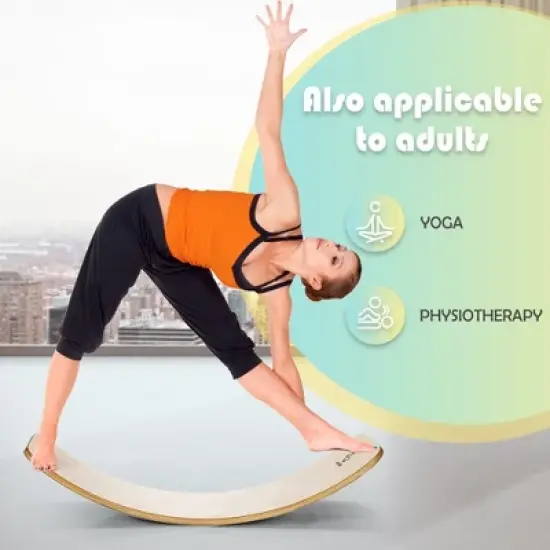 Costway Wooden Wobble Balance Board Kids Adult 35''  Rocker Board Toy Support 660LBS image {4}