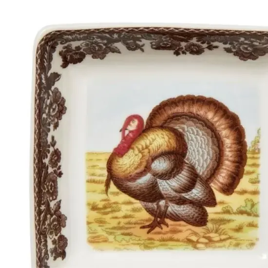 Spode Woodland Set of 4 Square Dishes, 3" - Dip Bowls - Assorted Animal Designs, Porcelain Ceramic Hunting-Themed, Microwave & Dishwasher Safe image {3}