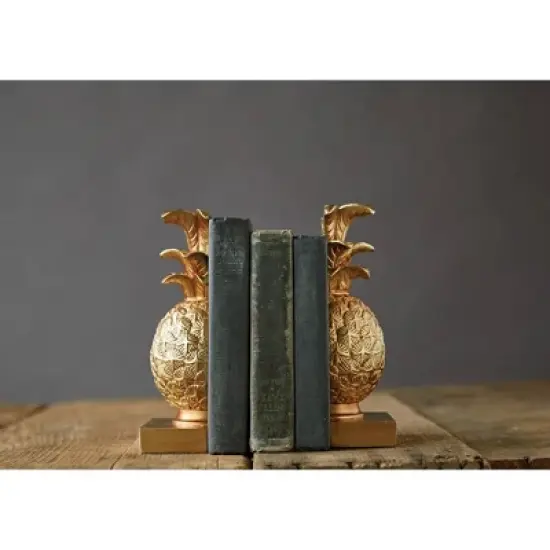 2pc Pineapple Bookend Set Bronze - Storied Home image {2}