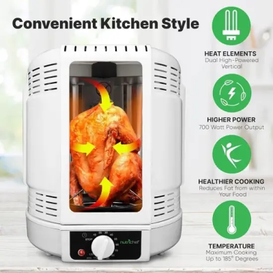 NutriChef Vertical Rotisserie Oven Roaster - White image {2}
