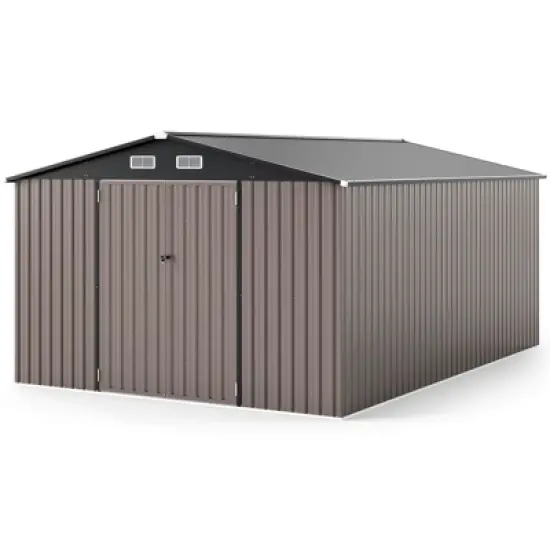Costway 10 x 14 FT Outdoor Storage Shed with Improved Windproof Metal Structure 4 Vents image {9}