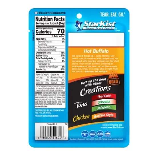 StarKist Tuna Creations BOLD Hot Buffalo Style Pouch - 2.6oz image {1}