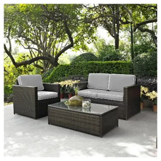 Palm Harbor 3pc All-Weather Wicker Patio Seating Set - Crosley image {5}
