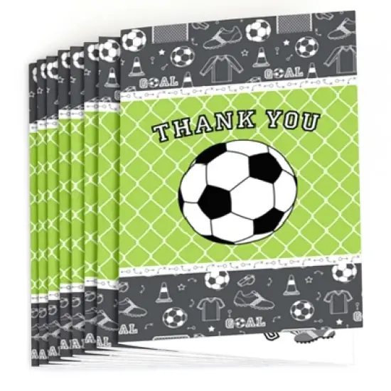 Big Dot of Happiness Goaaal - Soccer - Baby Shower or Birthday Party Thank You Cards (8 Count) image {1}