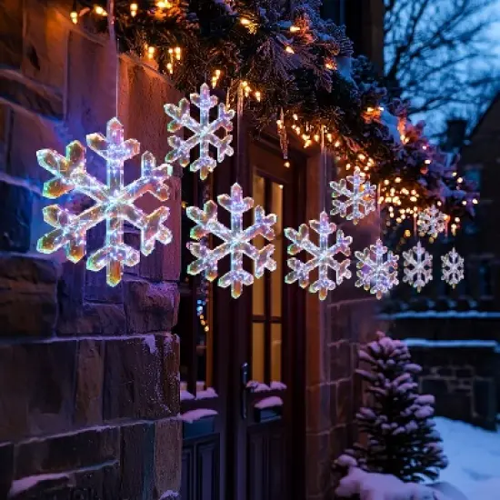 LuxenHome 3-Piece Snowflake Holiday Decoration Set with Battery-Operated Lights Clear image {9}