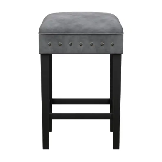 Cassidy Wood Upholstered Backless Counter Height Stool Black/Charcoal Velvet - Hillsdale Furniture image {4}
