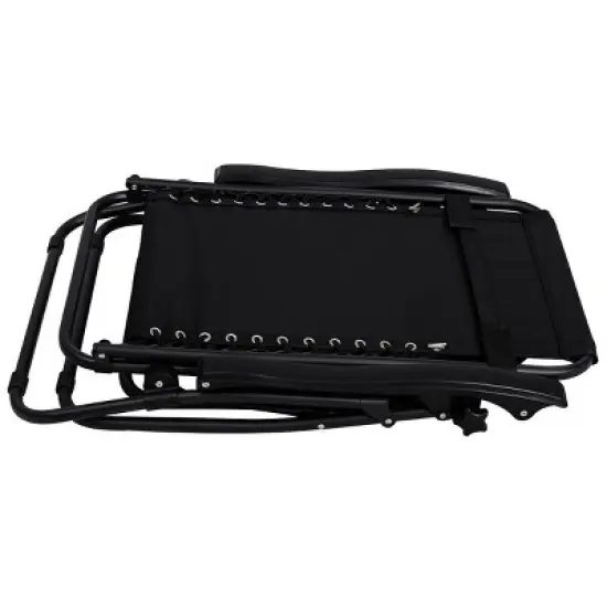 Costway 3PCS Zero Gravity Reclining Lounge Chairs Table Pillows Folding Portable Black image {4}