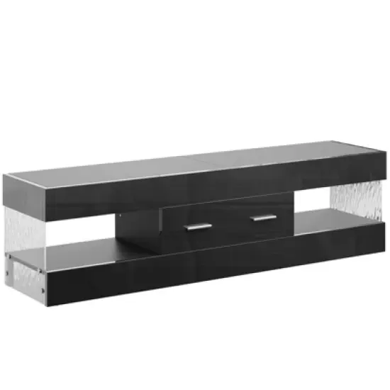 Bestier Black High Gloss TV Stand for TV up to 65" LED Television Entertainment Center Modern TV Cabinet with Storage Drawers image {8}