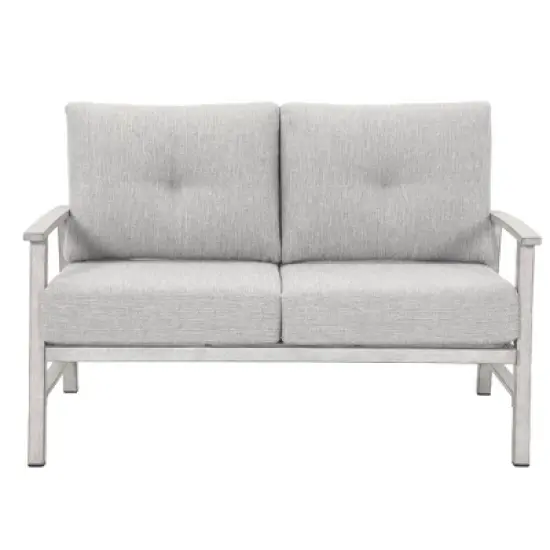 COWLOWN Outdoor Patio Loveseat Sofa, Aluminum Frame 2-Seat Couch with Soft Cushions, All-Weather Furniture for Garden, Poolside, Lawn image {6}