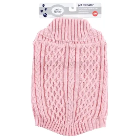 Luvable Friends Dogs and Cats Cableknit Pet Sweater, Pink image {1}
