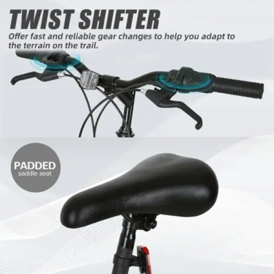 hykolity 18 Speed Mountain Bike, 26" 27.5" Wheel MTB Outdoor Cycling Bicycle with Adjustable Saddle, Full Suspension for Men Women image {4}