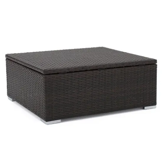 GDFStudio Avianna Outdoor Wicker Storage Coffee Table, Multibrown image {3}