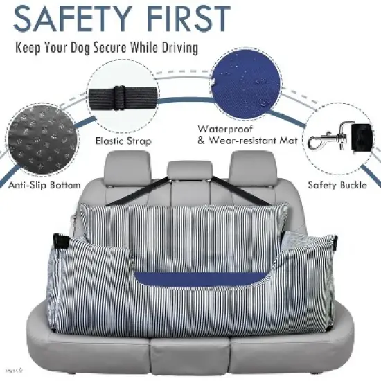 Dog Car Booster Seat for Large Dogs - Elevated Pet Seat with Safety Belt, Non-Slip Base, and Storage Pockets for Car Travel image {2}