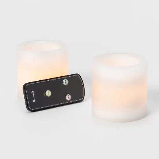 2pk 3" x 3" LED Flameless Black Wick Candles White - Threshold&trade; image {2}