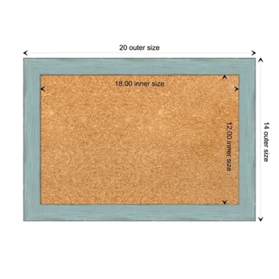 Amanti Art Sky Blue Rustic Wood Framed Corkboard, Natural Cork image {3}