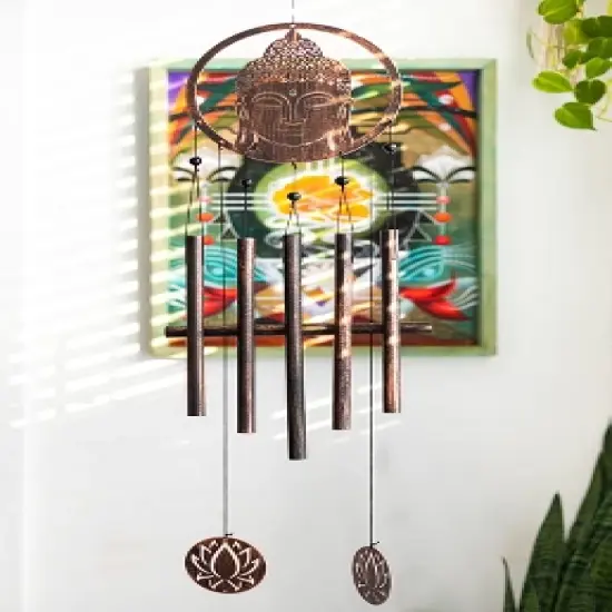 Dawhud Direct 38" H Eternal Zen Buddha Wind Chimes - Brown image {1}