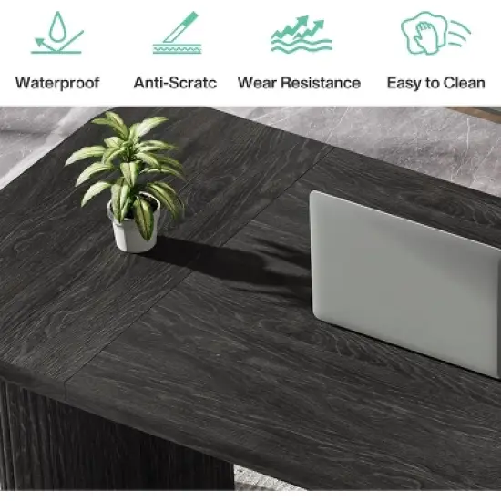 Tribesigns 62" Executive Desk, Large Office Computer Desk with Double Pedestal, Modern Simple Rectangle Writing Table for Home Office image {6}