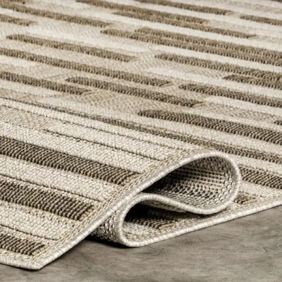nuLOOM Shana Neutral Striped Indoor/Outdoor Patio Area Rug image {3}