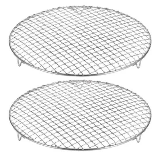 Unique Bargains Stainless Steel Round Cross Wire Barbecue Grill with Legs image {13}