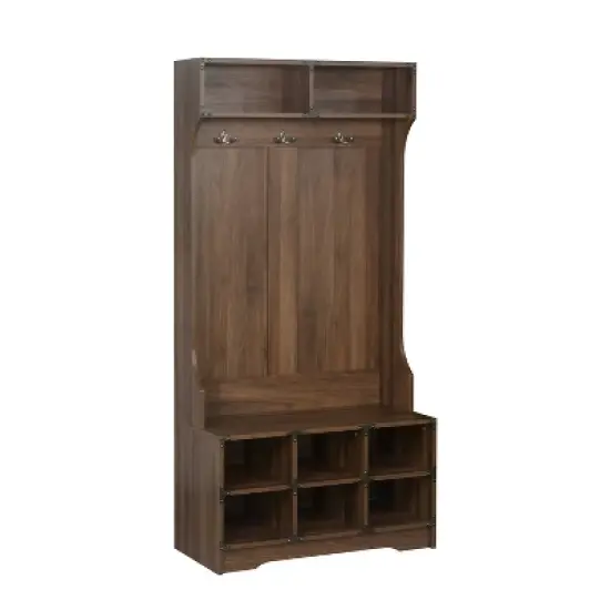 Saint Birch Brunei Hall Tree and Shoe Bench, Dark Walnut image {1}