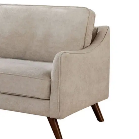 Fabric Upholstered Sofa with Tapered Angled Legs Beige - Benzara image {3}