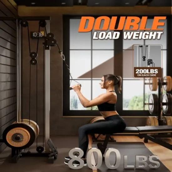 COZONY Wall-Mounted Cable Machine, Lat Pulldown & Crossover Pulley System with 18 Adjustable Positions image {3}