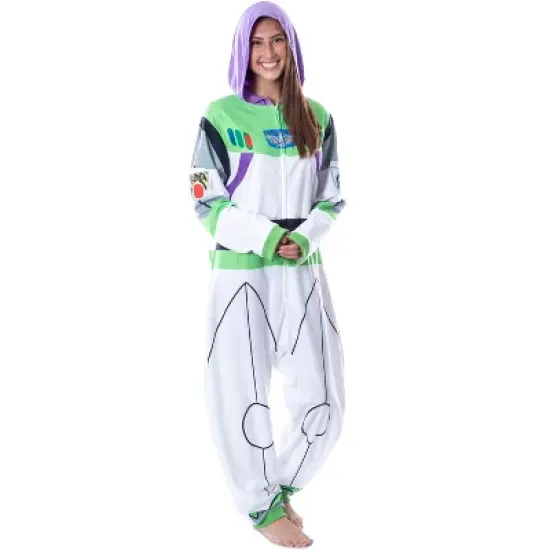 Disney Mens' Toy Story Buzz Lightyear Costume Pajama Union Suit White image {5}