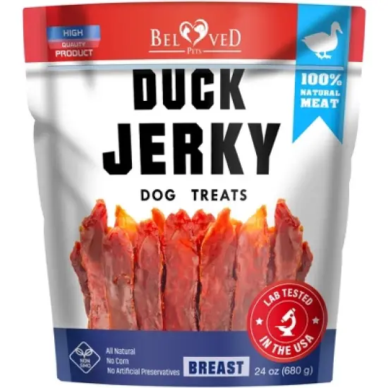 Beloved Pets All Natural Duck Jerky Dog Treats Chews Grain Free High Protein Human Grade 1.5 LB - 1 Pack image {7}