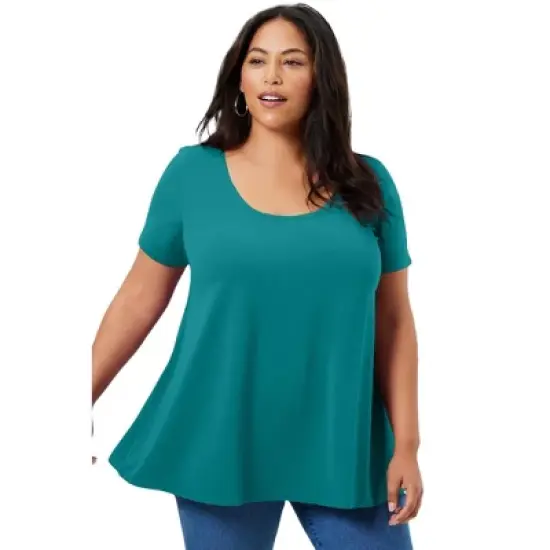 June + Vie by Roaman's Women&rsquo;s Plus Size Short-Sleeve Swing One + Only Tee image {10}