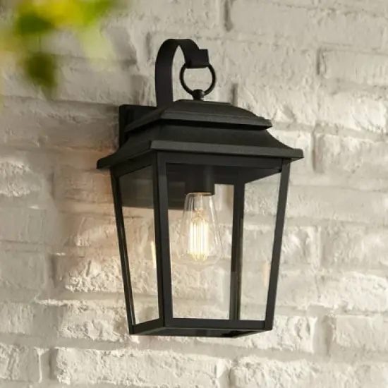 John Timberland Bellis Verde Rustic Outdoor Wall Light Fixture Texturized Black 15 1/4" Clear Glass for Post Exterior Barn Deck House Porch Yard Home image {1}