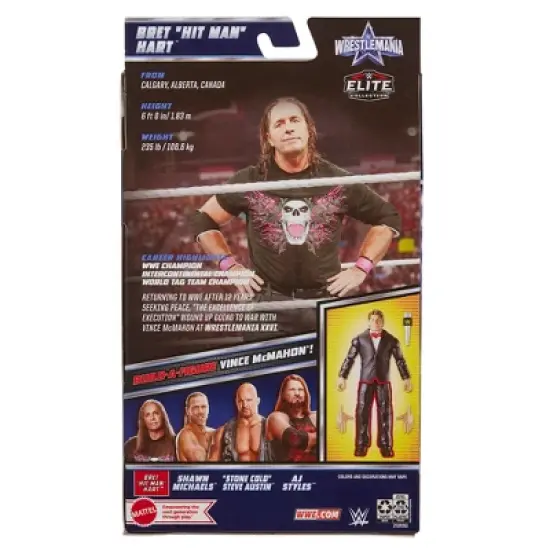 WWE Elite WrestleMania 38 Bret Hart Action Figure image {1}