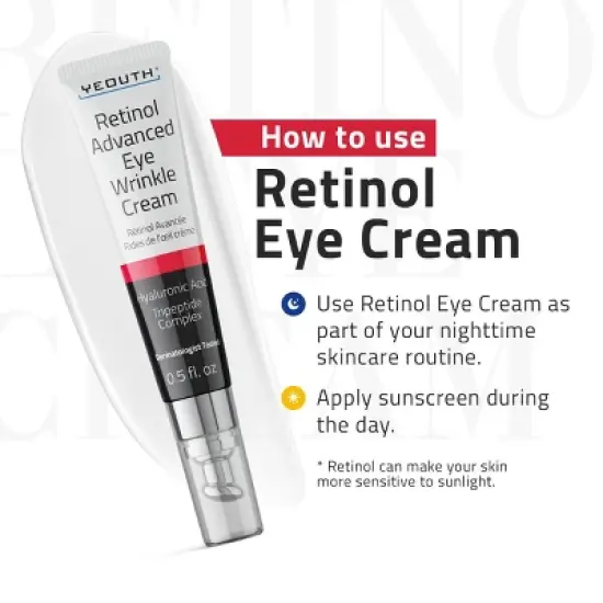 YEOUTH Retinol Eye Cream with Hyaluronic Acid and Tripeptides &ndash; 0.5 oz image {10}