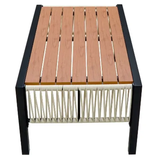 4-Piece Patio Set Outdoor Sofa Set with 1 Table, 1 Loveseat and 2 Single Chairs, Beige/Gray/Dark Blue-ModernLuxe image {14}