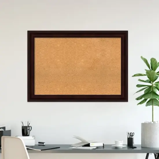 Amanti Art Coffee Bean Brown Framed Corkboard, Natural Cork image {5}