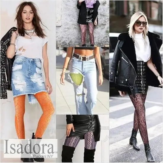 Isadora Paccini Women's 6-Pack Fishnet Lace Pantyhose Playful Daring Aesthetics Rainbow Colored Versatile Patterned Tights image {3}