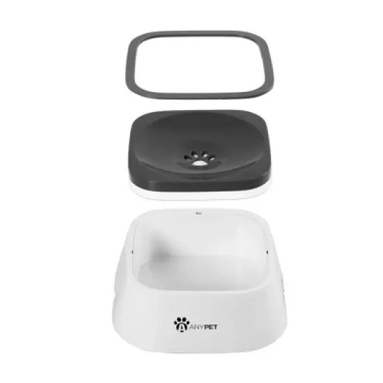 ANYPET No-Spill Dog Water Bowl, Anti-Splash Pet Slow Drinking Water Feeder, Spill Proof Travel Bowls for Large Medium Small Dogs and Cats, White  image {1}