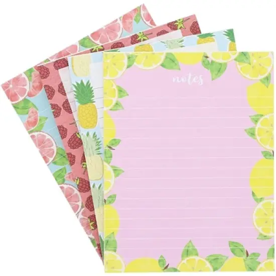 Paper Junkie 4 Pack Fruit Prints Design Notepads Notebooks Memo Pad Books Lined Paper for Kids Party Favors, 4.25 x 5.5 inches image {1}