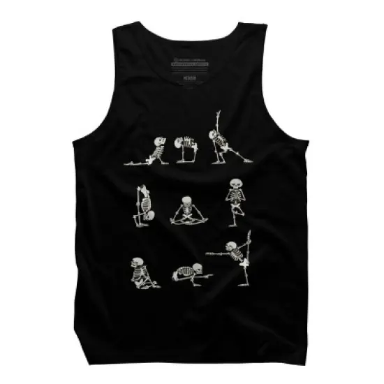 Men's Design By Humans Skeleton Yoga By huebucket Tank Top image {4}