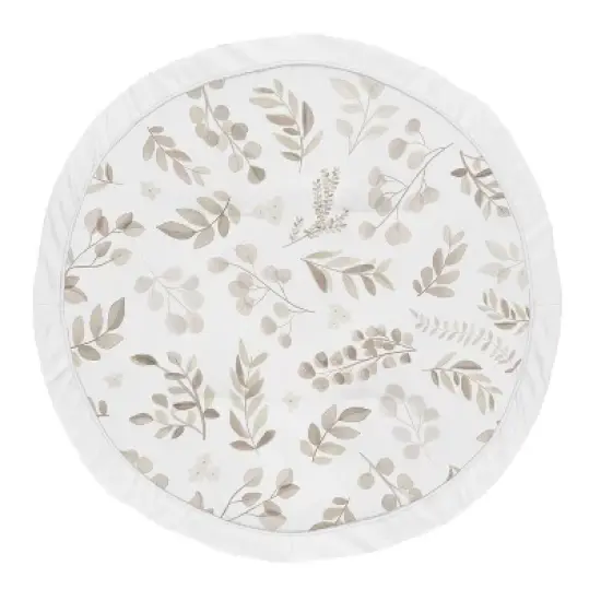 Sweet Jojo Designs Boy Girl Gender Neutral Unisex Baby Tummy Time Playmat Botanical Leaf Collection Taupe and White image {4}