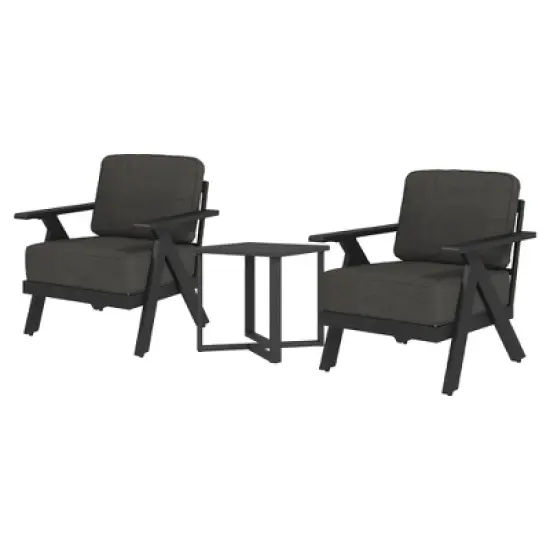 YARDSIGHT 3-Piece Patio Furniture Set, Aluminum Outdoor Bistro Set with 2 Armchairs & Side Table, Weather-Resistant Cushions for Balcony, Deck, Porch image {9}