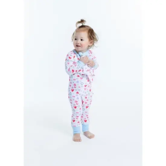Sleep On It Infant Girls Scribble Hearts Zip-Front Coverall Pajama image {1}