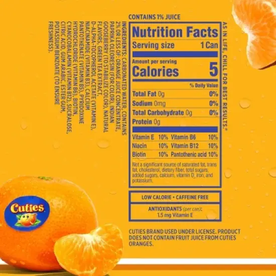 Sparkling ICE Cuties Orange Cream - 10pk/7.5 fl oz Mini Cans image {4}