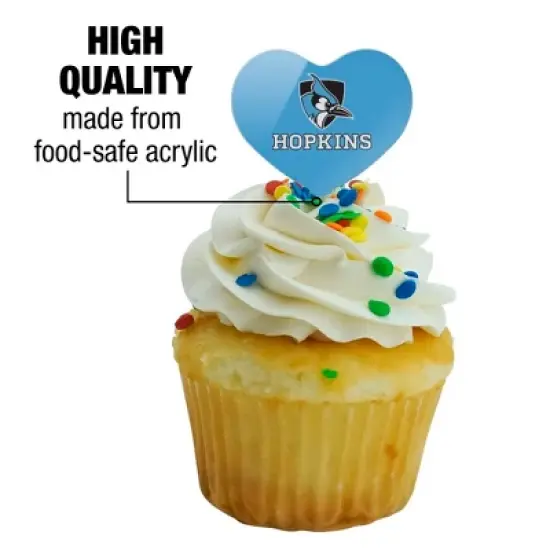 Johns Hopkins University Primary Logo Heart Love Cupcake Picks Toppers Decoration Set of 6 image {2}