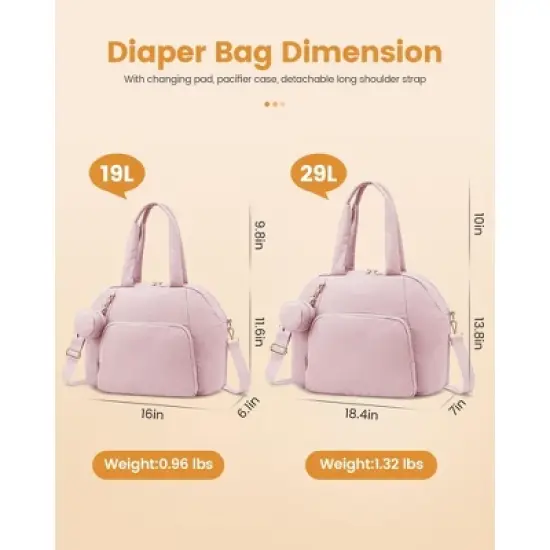 Itopfox Lightweight Puffer Diaper Tote Bag with Changing Pad, Large Capacity Multi-pocket Travel Hospital Gym Bag image {6}