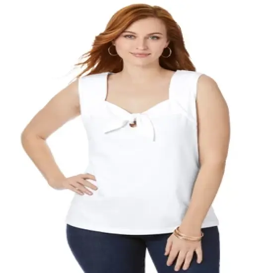 Jessica London Women&rsquo;s Plus Size Tie Front Tank image {1}
