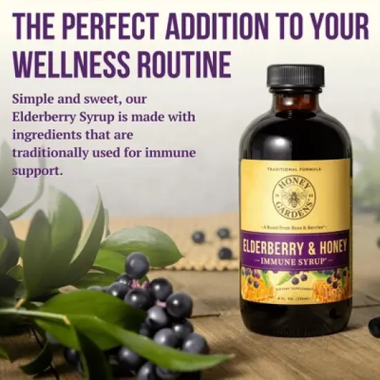 Honey Gardens Elderberry & Honey Cough Syrup 8 Oz image {1}