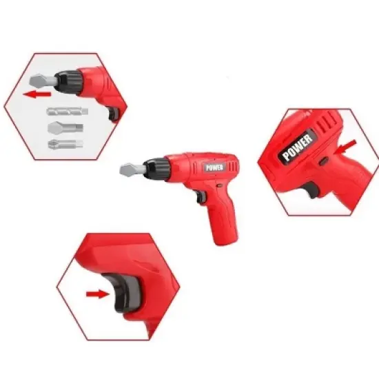 Ready! Set! Play! Link Kids Power Tool Mini Toy Drill Set With 3 Interchangeable Drill Bits image {3}