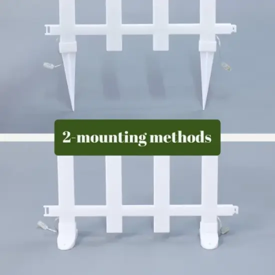 LuxenHome 8-Piece Light Show Star-Topped Fence Design Outdoor Decoration White image {3}