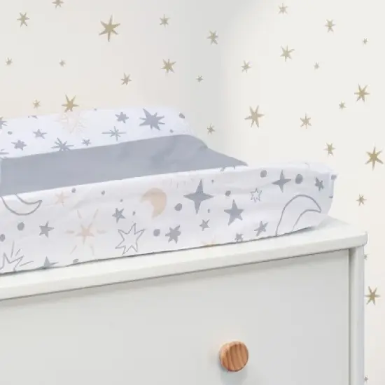 Lambs & Ivy Goodnight Moon White/Gray Changing Pad Cover - Moons/Stars image {3}